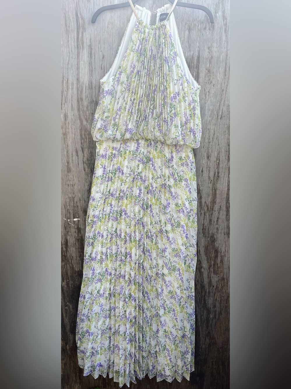 Women's dress maxi Pleated Floral-Print Dress MSK Size 12